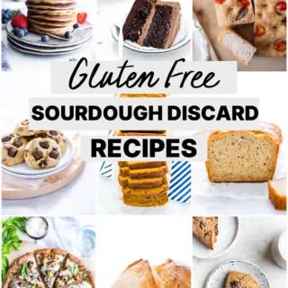 collage image of gluten free sourdough discard recipes with text for Pinterest
