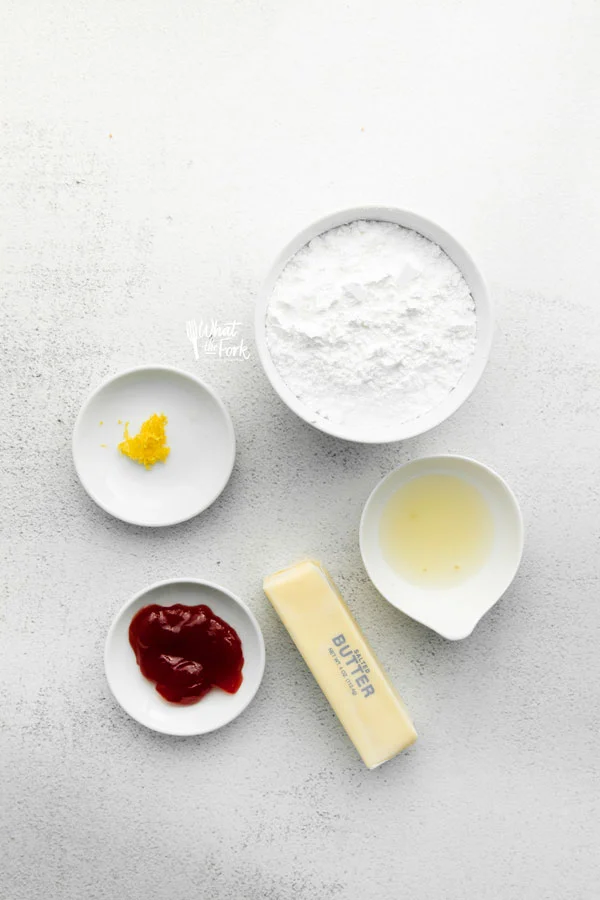 overhead shot of ingredients to make lemon buttercream