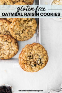 Gluten Free Oatmeal Raisin Cookies image with text for Pinterest
