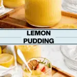 Easy Lemon Pudding Recipe collage image with text for Pinterest