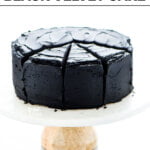 gluten free black velvet cake image with text for Pinterest