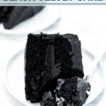 gluten free black velvet cake image with text for Pinterest