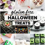 collage image of 9 gluten free Halloween Treats with text for Pinterest