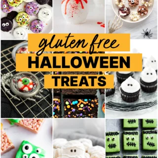 collage image of 9 gluten free Halloween Treats with text for Pinterest