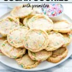 Chewy Gluten Free Sugar Cookies with Sprinkles image with text for Pinterest
