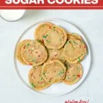 Chewy Gluten Free Sugar Cookies with Christmas Sprinkles image with text for Pinterest