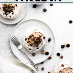 Nutella Pavlova image with text for Pinterest