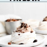 Nutella Pavlova image with text for Pinterest