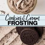 Cookies and Cream Frosting Recipe collage image with text for Pinterest