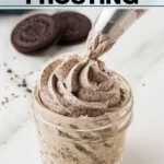 Cookies and Cream Frosting Recipe image with text for Pinterest