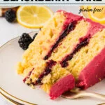 Gluten Free Lemon Blackberry Cake Recipe image with text for Pinterest