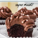 Moist and Rich Gluten Free Chocolate Cupcakes image with text for Pinterest