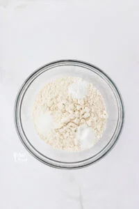 Dry ingredients in a glass bowl to make cookies