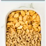 gluten free apple crisp recipe image with text for Pinterest