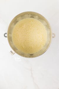 eggs, sugar, and extract whipped together until light in color and tripled in volume