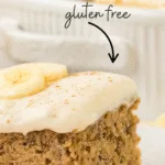 Gluten Free Banana Cake with Brown Butter image with text for Pinterest
