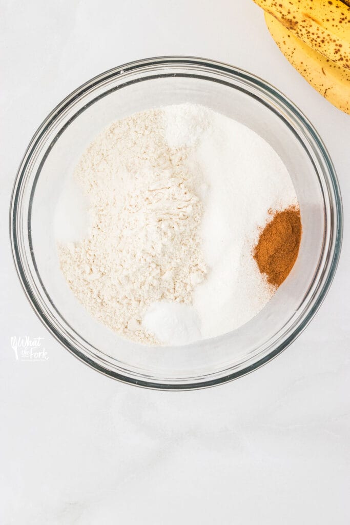 dry ingredients in a clear glass bowl