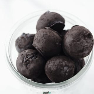 Lumps of Coal with Gluten Free Oreos served in a glass Weck jar